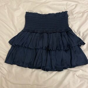 Navy ruffle mini skirt